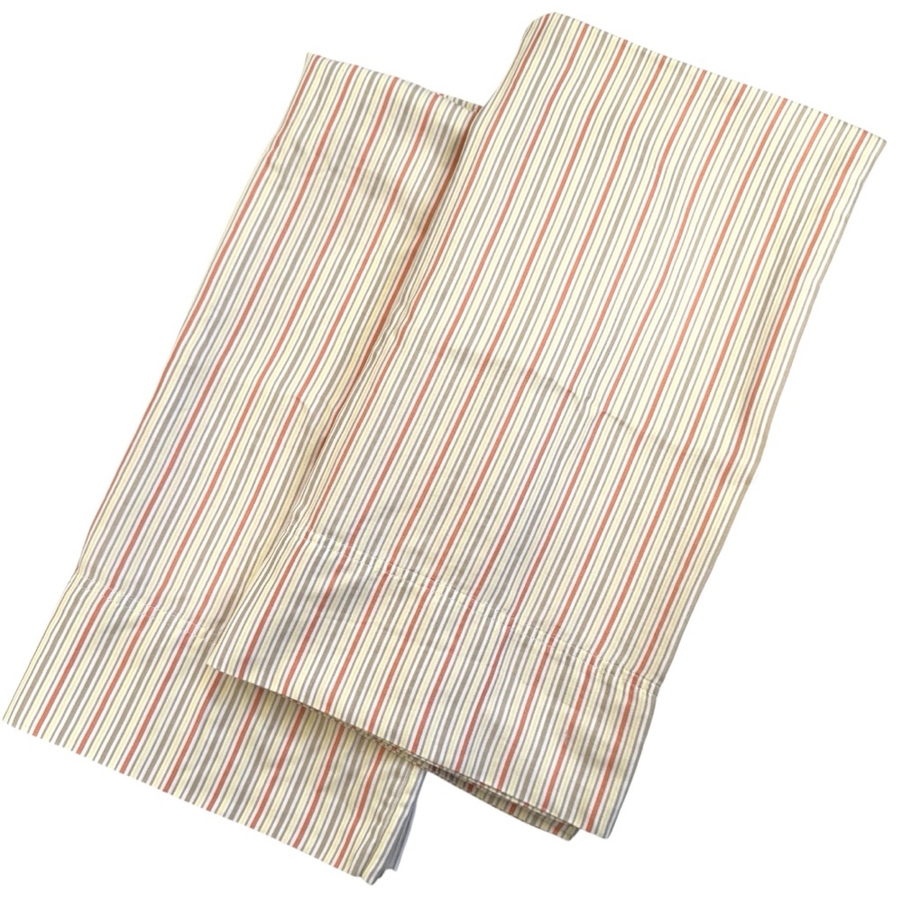 King Pillowcase Set. Cotton Blend Multicolored Stripes. Like New!